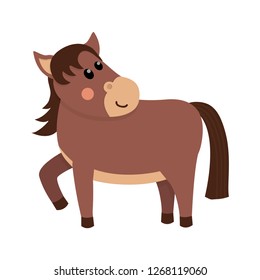 Cute horse stands and smiles. Vector illustration for your design