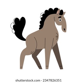 Caballo con cola y maní como ilustración de un vector animal de granja