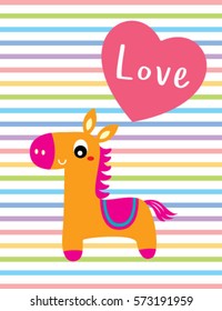 cute horse valentine greeting card