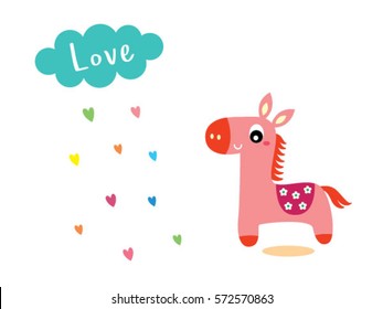 cute horse valentine love card
