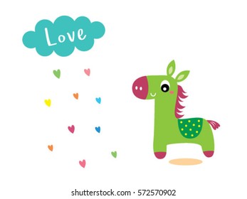 cute horse valentine love card