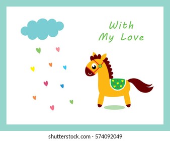 cute horse valentine love greeting card