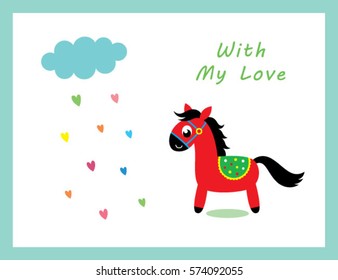 cute horse valentine love greeting card