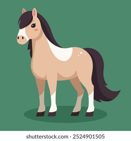 Ilustração do vetor de cavalo bonito. Este cavalo de estilo cartoon é perfeito para desenhos infantis, materiais educativos e artigos de papelaria com temas animais. Ideal para impressões, cartões e decoração de berçário.