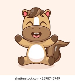Cute Horse Waving Hand Cartoon Vector Icon Illustration. Animal Nature Icon Concept Isolated Premium Vector. Flat Cartoon Style