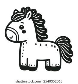 cute horse wild animal doodle hand drawn vector illustration template design