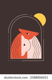 Cute horses, symbol of 2026 year according Chinese calendar. Print design with animal for greeting cards, posters, banners. Year of the Horse. Happy Chinese New year. Vector illustration