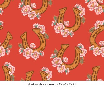 Cute Horseshoe pattern seamless. Horseshoe symbol of happiness. Design for fashion , fabric, textile, wallpaper , wrapping and all prints