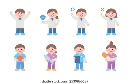 Personagem bonito do hospital em roupas de médico, enfermeiro.