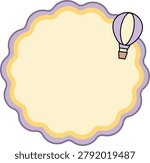 Cute Hot Air Balloon and Cloud Memo Pad Frame Illustration
