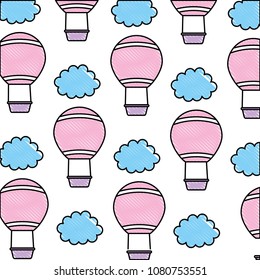 cute hot air balloon clouds decoration pattern