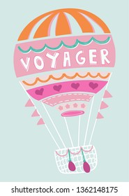 cute hot air balloon vector illustration