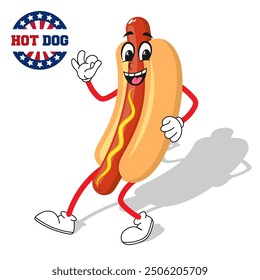 Cute Hot Dog Cartoon Character Design