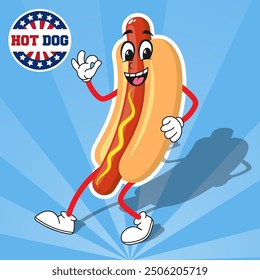 Cute Hot Dog Cartoon Character Design