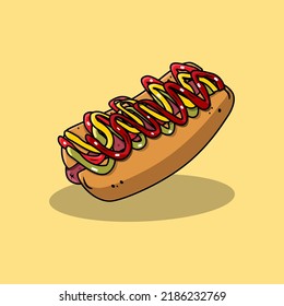 Cute Hot Dog Cartoon Illustration