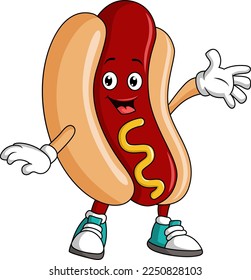 Cute hot dog cartoon mascot character