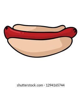 Cute hot dog cartoon vector illustration motif set.
