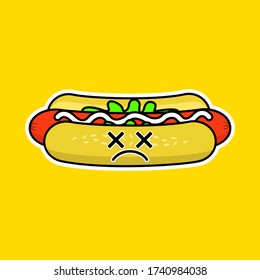 The Cute Hot Dog Cartoon in Vector