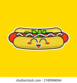 The Cute Hot Dog Cartoon in Vector