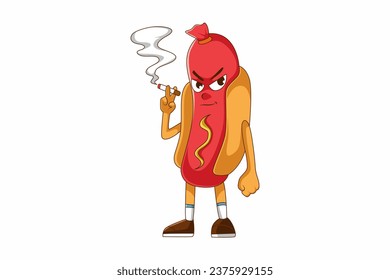 Cute Hot Dog Character Design Illustration