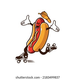 Cute Hot Dog Characters, Hot Dog Characters With Skates.