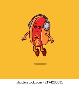 Cute Hot Dog With Headset