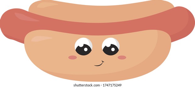 Cute hot dog , illustration, vector on white background
