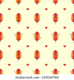 Cute Hot Dog Pattern Simple Vector Design