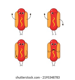 Cute Hot Dog Variant Simple Vector Design