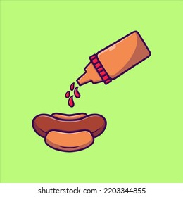 Cute Hot Dog Vector Icon Illustration