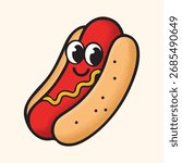 Cute Hot Dog Vector Illustration – Funny Cartoon Fast Food Design