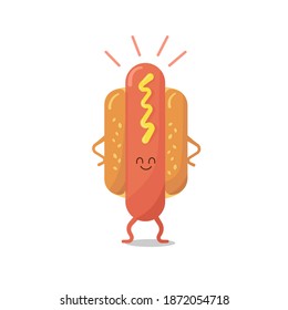 Cute hot dog vector illustration
