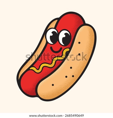 Cute Hot Dog Vector Illustration – Funny Cartoon Fast Food Design