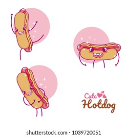 Cute hot dogs cartoon