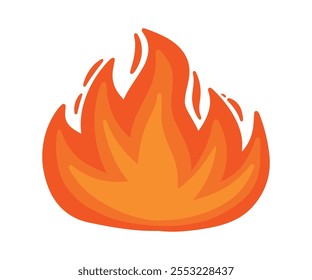 Símbolo lindo del icono de la llama del fuego caliente en la Ilustración vectorial plana de la historieta aislada para la decoración del elemento