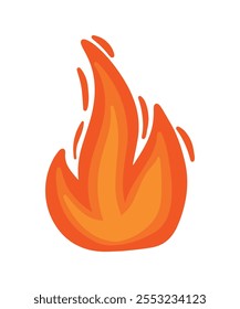 Símbolo lindo del icono de la llama del fuego caliente en la Ilustración vectorial plana de la historieta aislada para la decoración del elemento