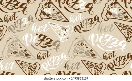 Cute Hot Pizza - hand drawn doodle lettering pattern template background wallpaper texture textile art