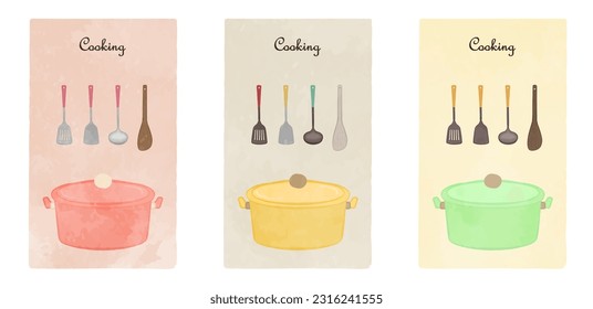 Cute hot pot illustration set