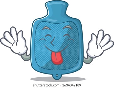 Cute hot water bag cartoon mascot style with Tongue out