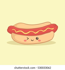 Cute Hotdog Bread Vector Illustration Cartoon