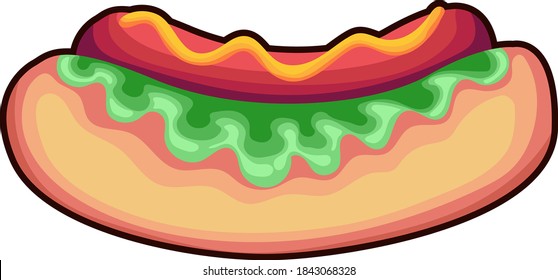 Cute hotdog cartoon character vector illustration