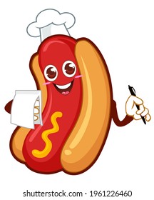 Cute hotdog character cartoon in vector
