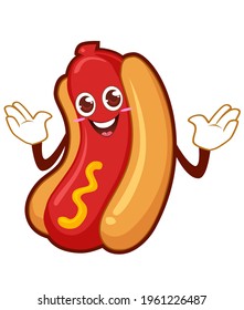 Cute hotdog character cartoon in vector