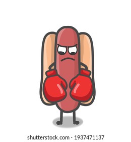 Ilustración de diseño de la plantilla de vectores de caracteres de hotdog de corte