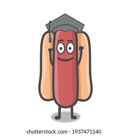 Cute hotdog character vector template design illustration