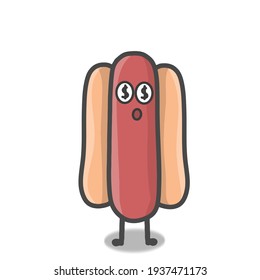 Cute hotdog character vector template design illustration