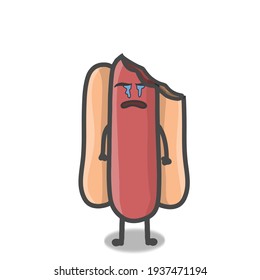 Cute hotdog character vector template design illustration