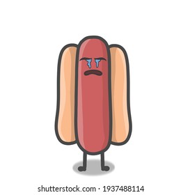 Cute hotdog character vector template design illustration