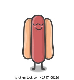 Cute hotdog character vector template design illustration