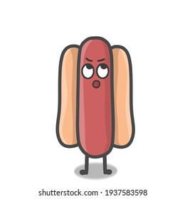 Cute hotdog character vector template design illustration